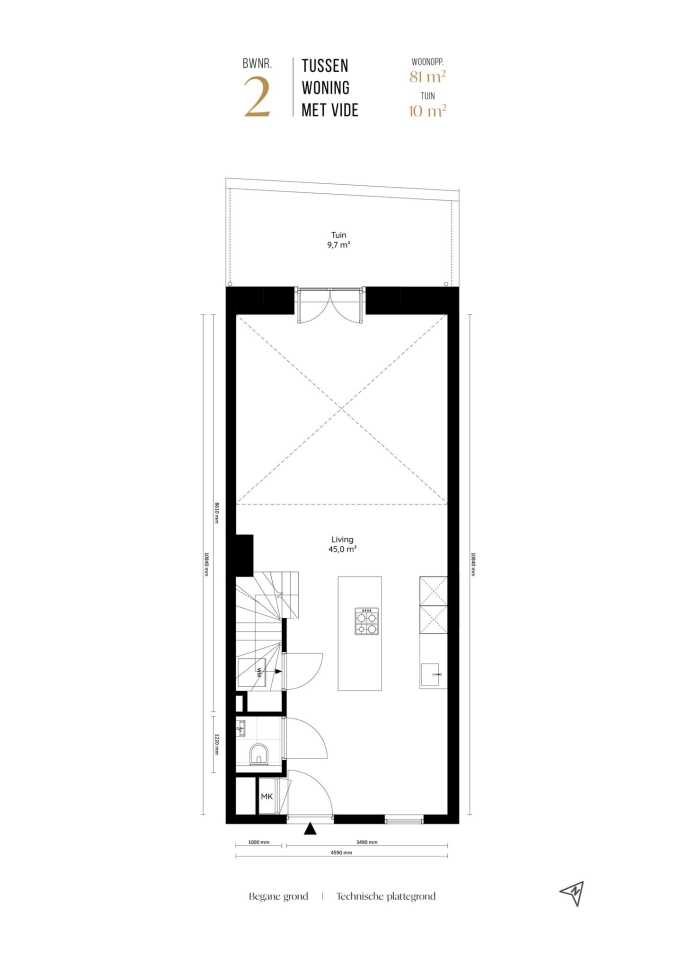 Valkenboskerk Den Haag, Tussen woningen met vide, bouwnummer: 2, 's-Gravenhage