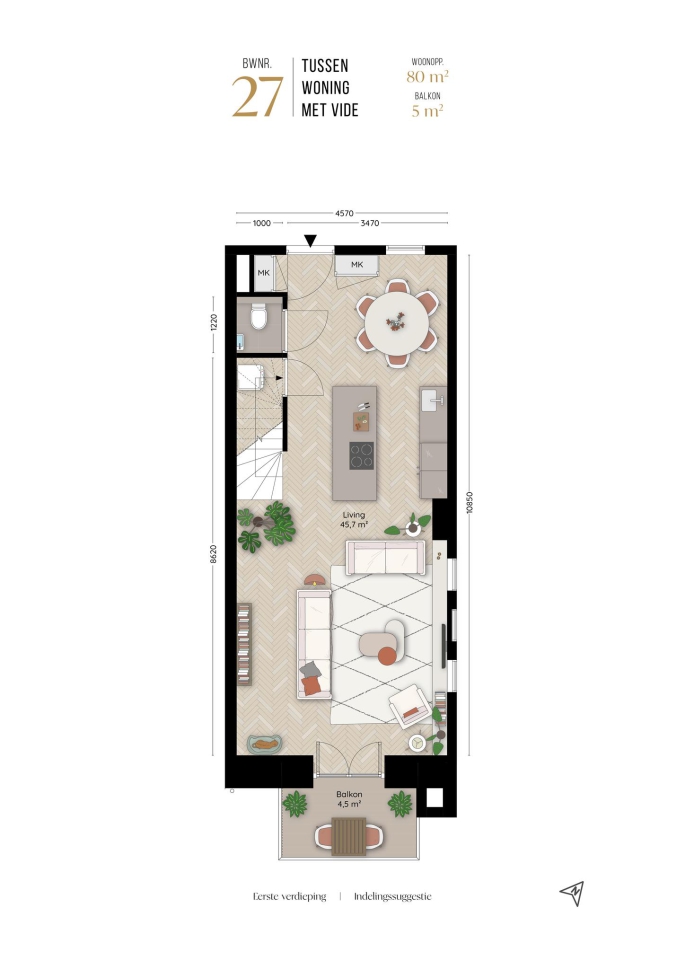 Valkenboskerk Den Haag, Tussen woningen met vide, bouwnummer: 27, 's-Gravenhage
