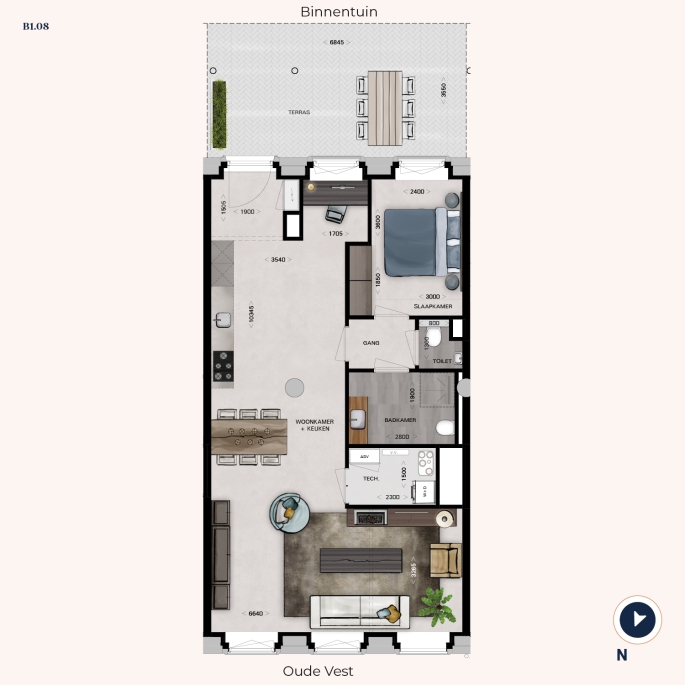 Post Breda - Verlies je hart in hartje Breda! (verkoop gestart), POST Type Kerkzicht (Transformatie) | Appartementen, bouwnummer: B1.08, Breda