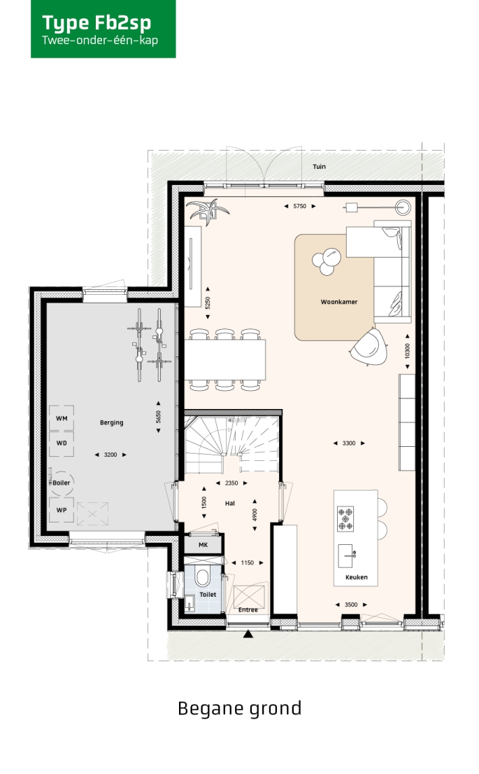Krekenbos fase 7 te Zuidland, Twee-onder-een-kapwoningen type FB, bouwnummer: 114, Zuidland