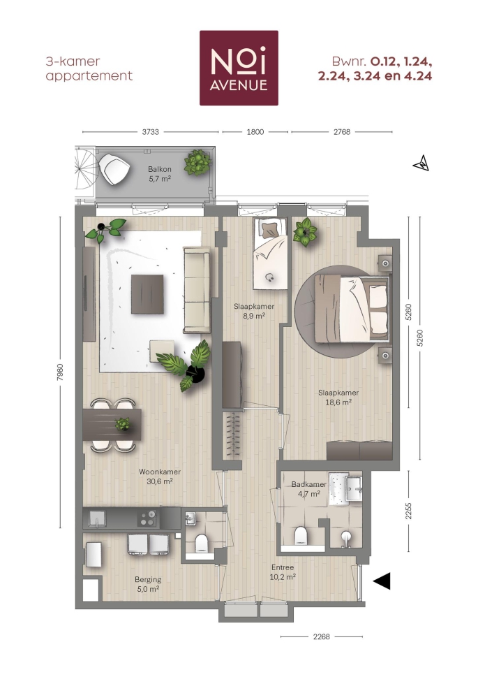 NOI Avenue, Type C6, 3-kamers, bouwnummer: 4.24, 's-Gravenhage