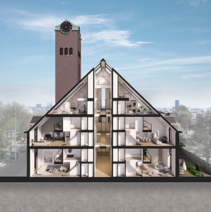 Valkenboskerk Den Haag, Toren woning boven, 's-Gravenhage