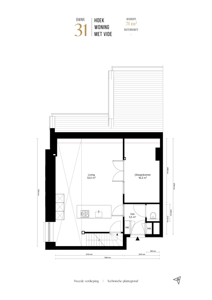 Valkenboskerk Den Haag, Hoek woningen met vide, bouwnummer: 31, 's-Gravenhage