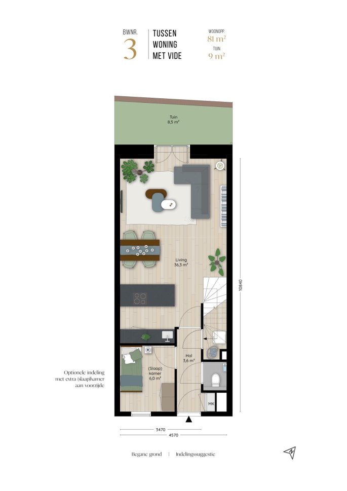 Valkenboskerk Den Haag, Tussen woningen met vide, bouwnummer: 3, 's-Gravenhage