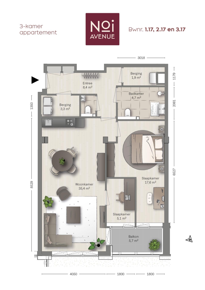 NOI Avenue, Type C10, 3-kamers, bouwnummer: 2.17, 's-Gravenhage