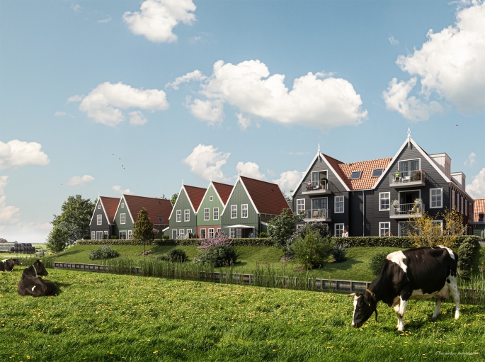 't Eilandhart, drie-onder-een-kapwoningen, Marken