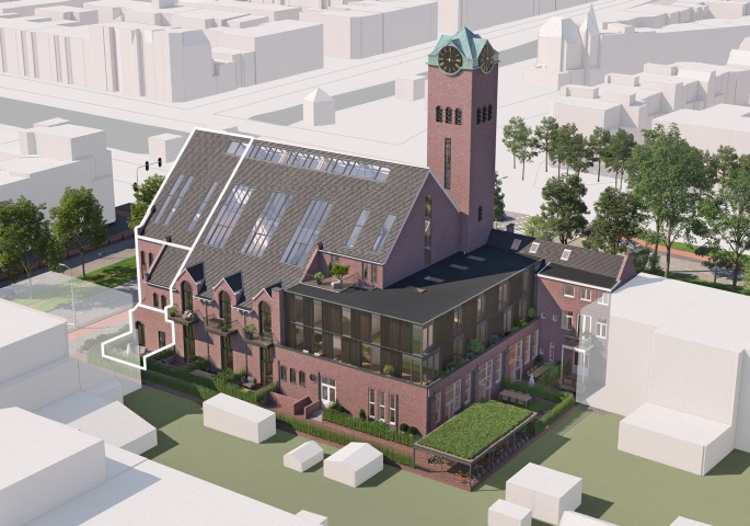 Valkenboskerk Den Haag, Hoek woningen met vide, bouwnummer: 13, 's-Gravenhage