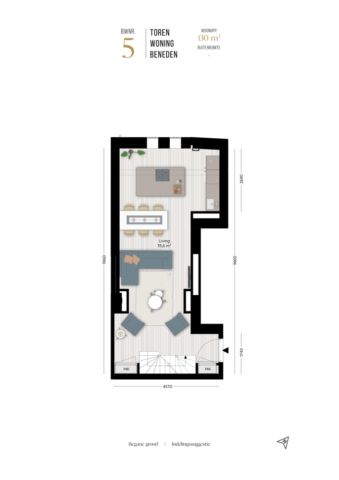 Valkenboskerk Den Haag, Toren woning beneden, bouwnummer: 5, 's-Gravenhage