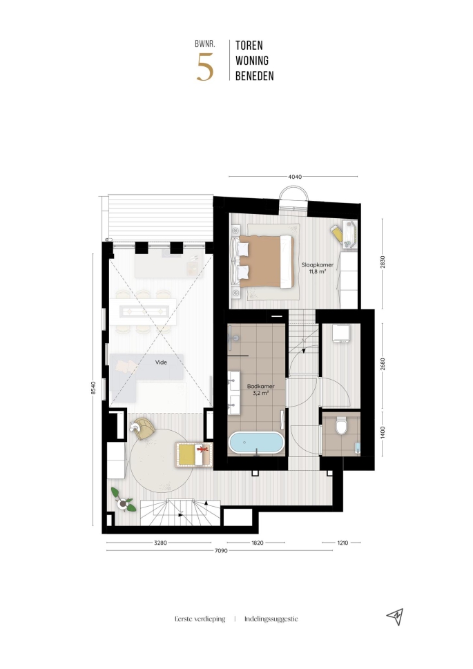 Valkenboskerk Den Haag, Toren woning beneden, bouwnummer: 5, 's-Gravenhage