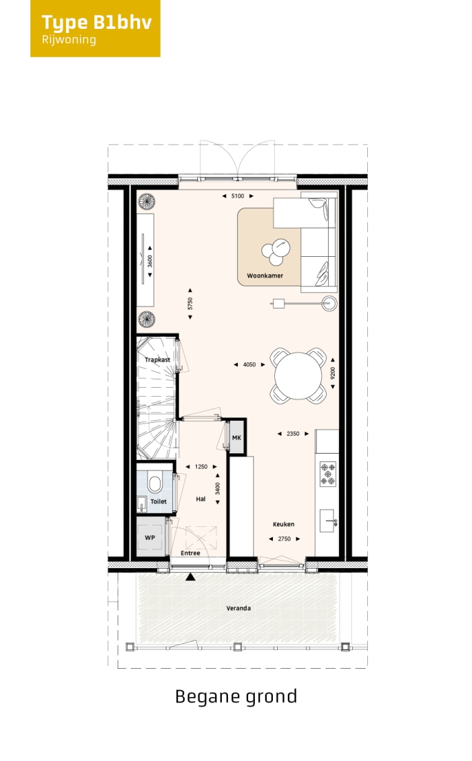Krekenbos fase 7 te Zuidland, Rijwoningen type B, bouwnummer: 129, Zuidland
