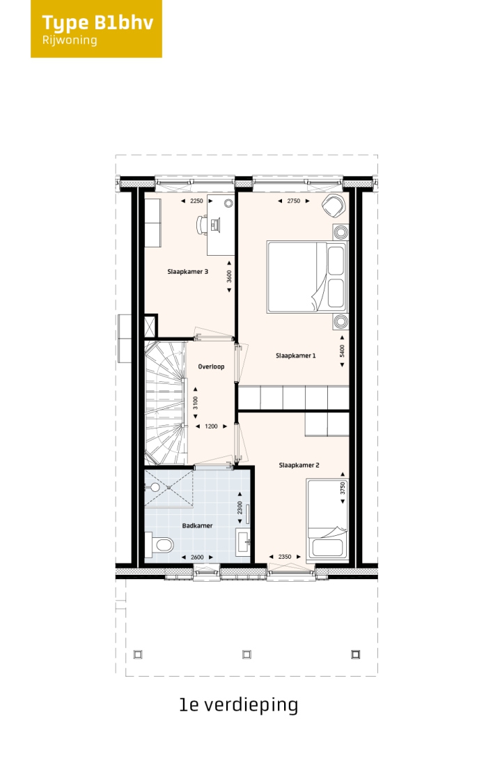 Krekenbos fase 7 te Zuidland, Rijwoningen type B, bouwnummer: 129, Zuidland