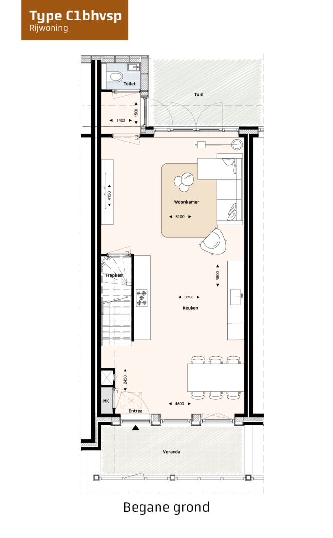 Krekenbos fase 7 te Zuidland, Rijwoningen type C, bouwnummer: 122, Zuidland